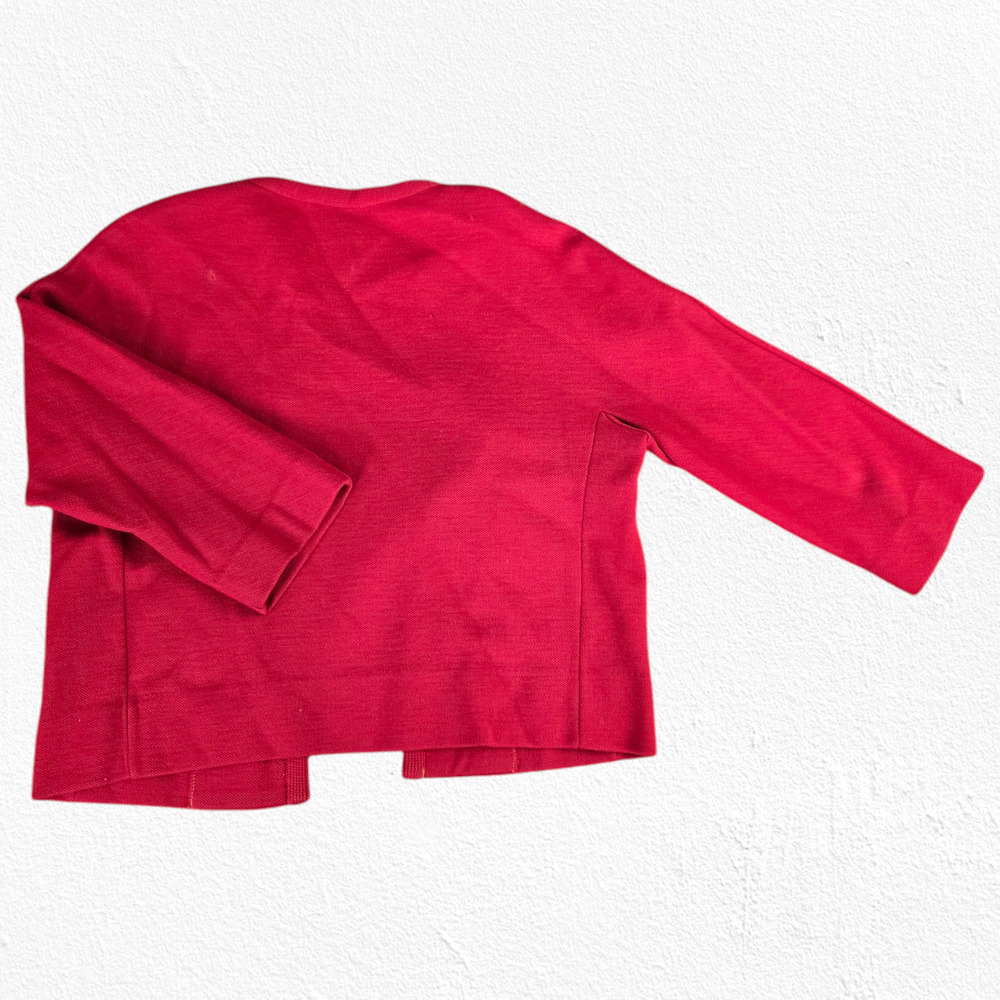 Vintage 1950s Red Wool Gold Button Cropped Jacket Pencil Skirt Suit Size 2 USA - Picture 11 of 16